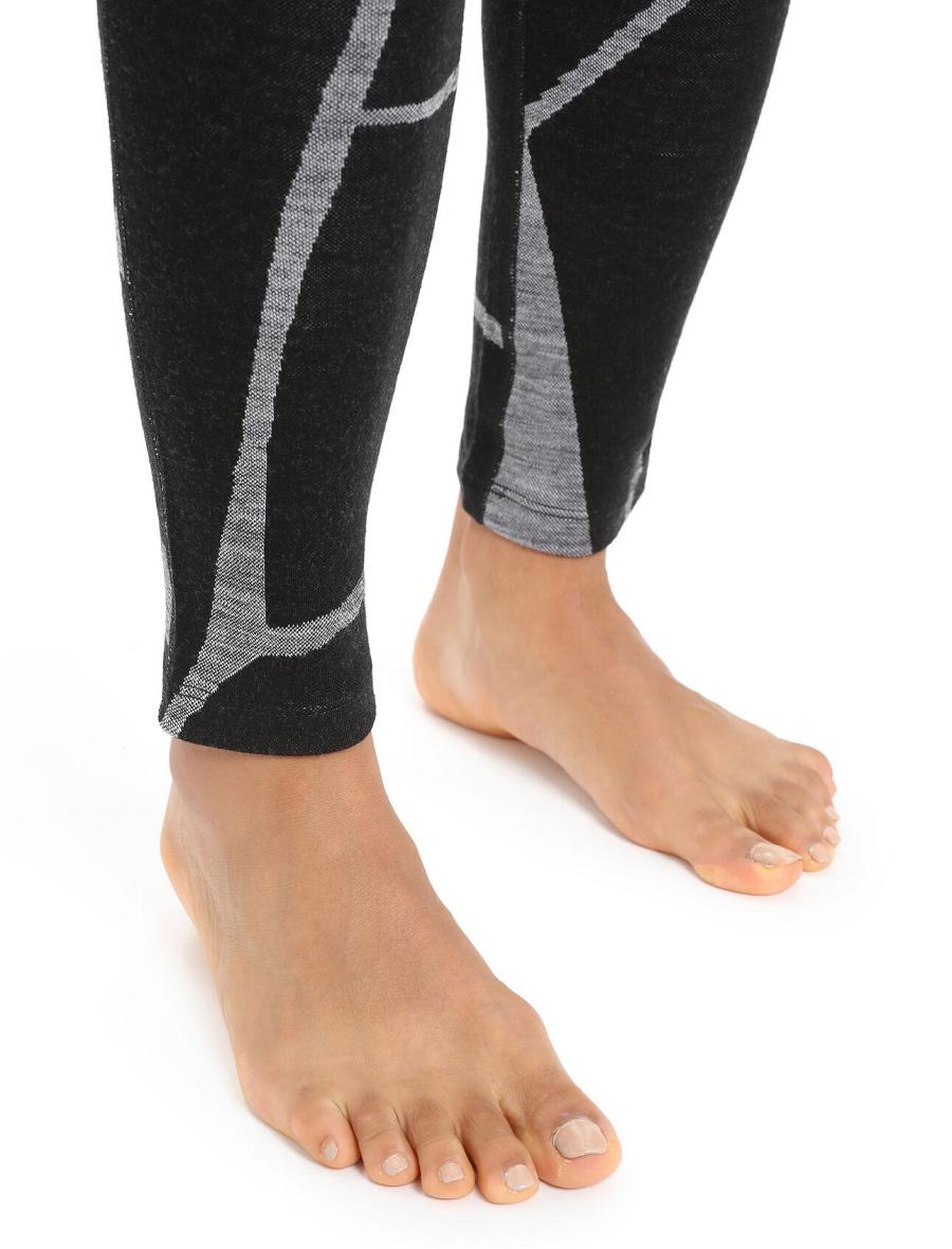 Icebreaker Merino 250 Vertex Thermal Fractured Landscapes Női Leggings Fekete | HU 1542ILHS